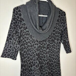 EXPRESS DESIGN STUDIO NEW Animal Print Bodycon Dress Women S Cowl Neck Dark Gray